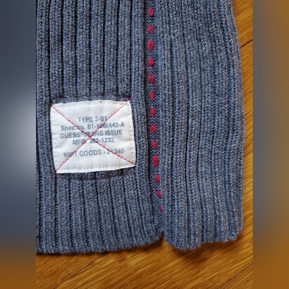 GUESS 100% cotton ribbed chunky knit gray 3/4 high neck zipper pullover sweater - Picture 3 of 7